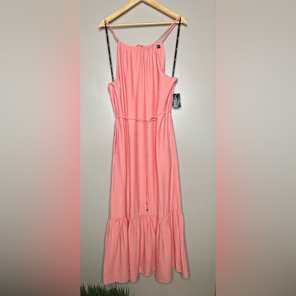 INC Tiered Maxi Dress Size 8 Coral Pink Adjustable Straps NWT Summer - Picture 2 of 12